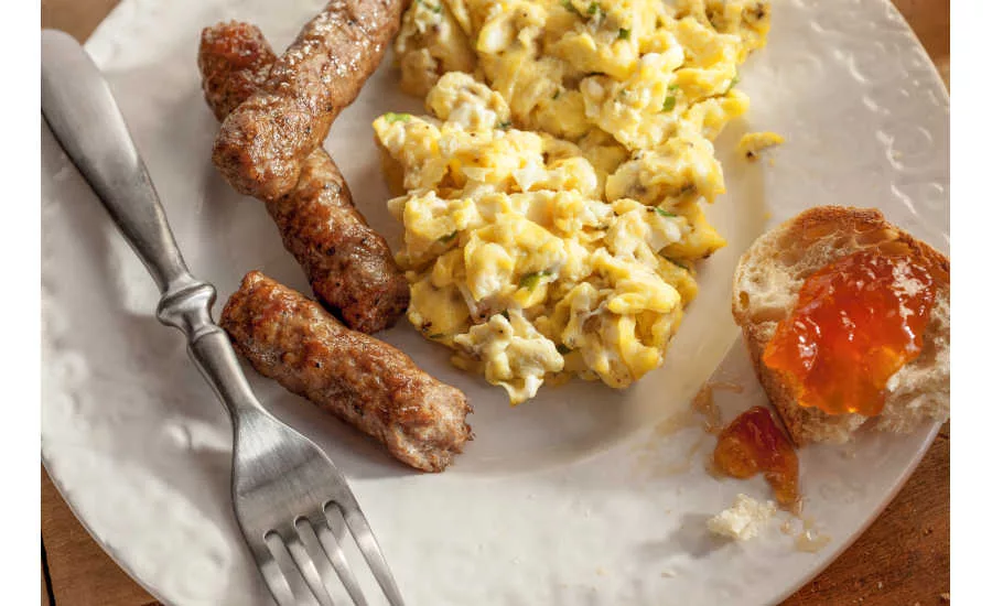 Scrambled Eggs Pork Breakfast Sausage English Muffin Jam