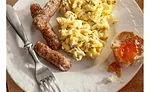 Scrambled Eggs Pork Breakfast Sausage English Muffin Jam