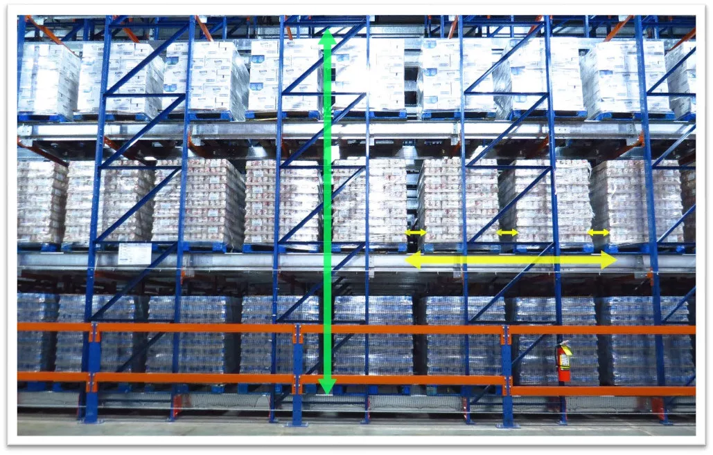 Patented Frazier racking in a cold storage warehouse. 
