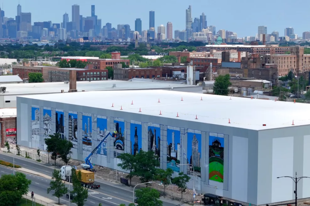 Work on the Chicago mural. 