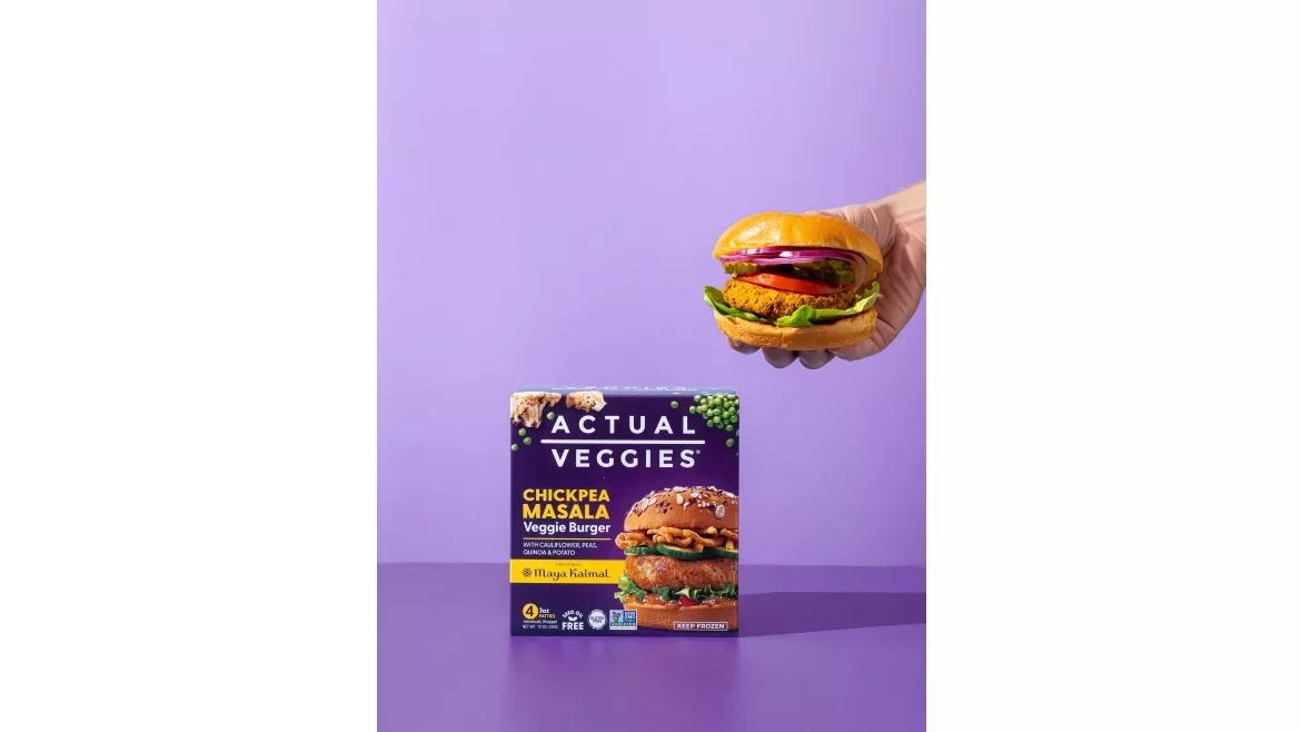 Actual Veggies Chickpea Masala Burger with Maya Kaimal