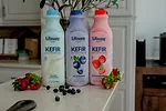 three bottles of kefir.