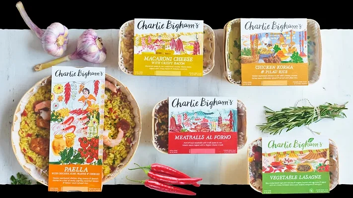Charlie Bigham’s products display on a white background with a large top and bottom black border.