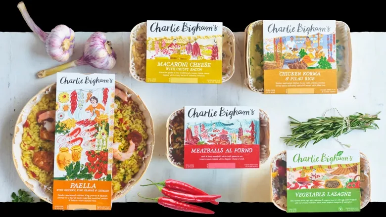 Charlie Bigham’s products display on a white background with a large top and bottom black border.