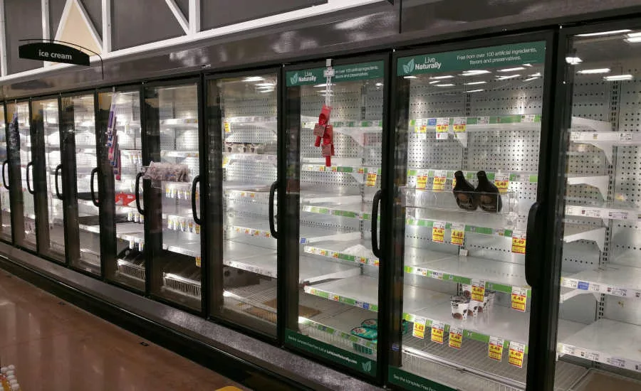 empty ice cream shelves