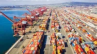 Aerial image of containers in the Port of Long Beach, California Aerial image of containers in the Port of Long Beach, California