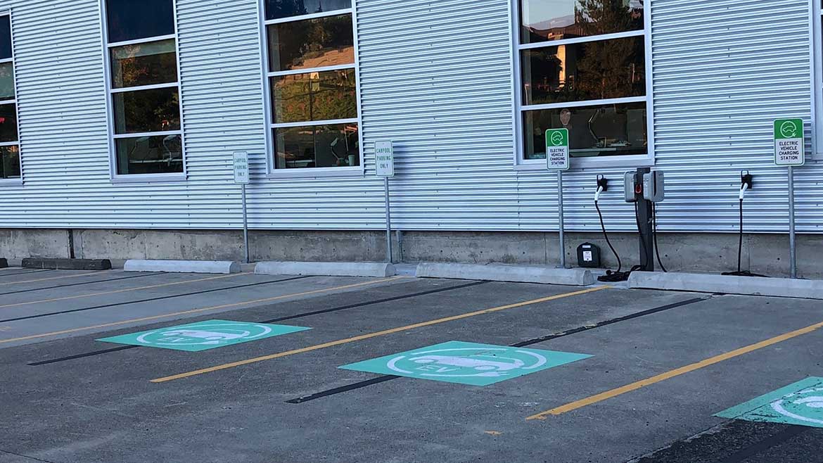 parking spots for carpool drivers and electric vehicle charging stations