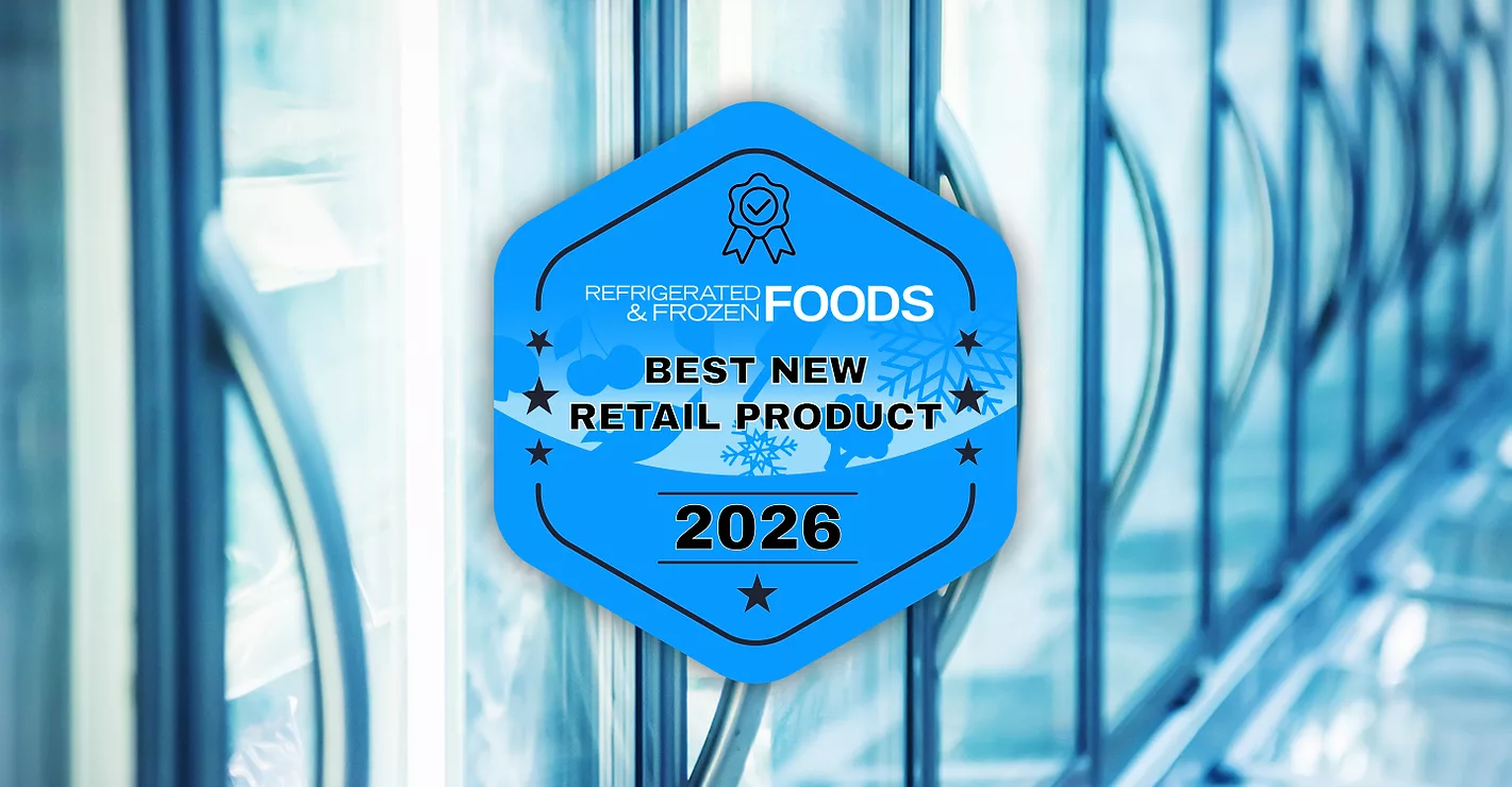 Best New Retail Products of 2026 (Badge in center) Best New Retail Products of 2026 badge with grocery store refrigerators in the background.
