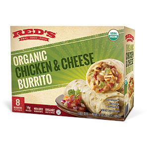 Red's organic chicken and cheese burrito