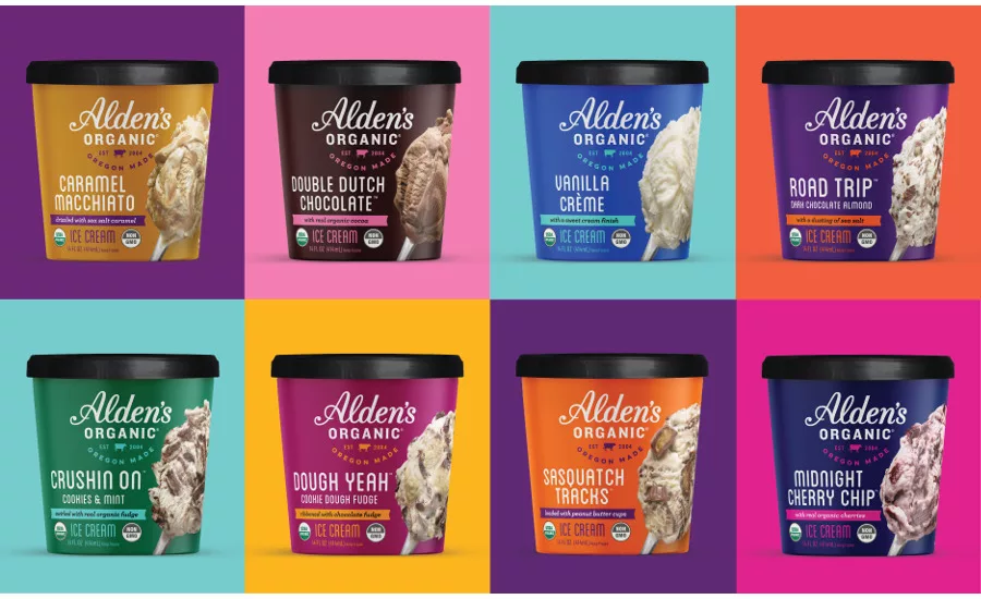 Alden’s Organic pint-sized ice cream packages