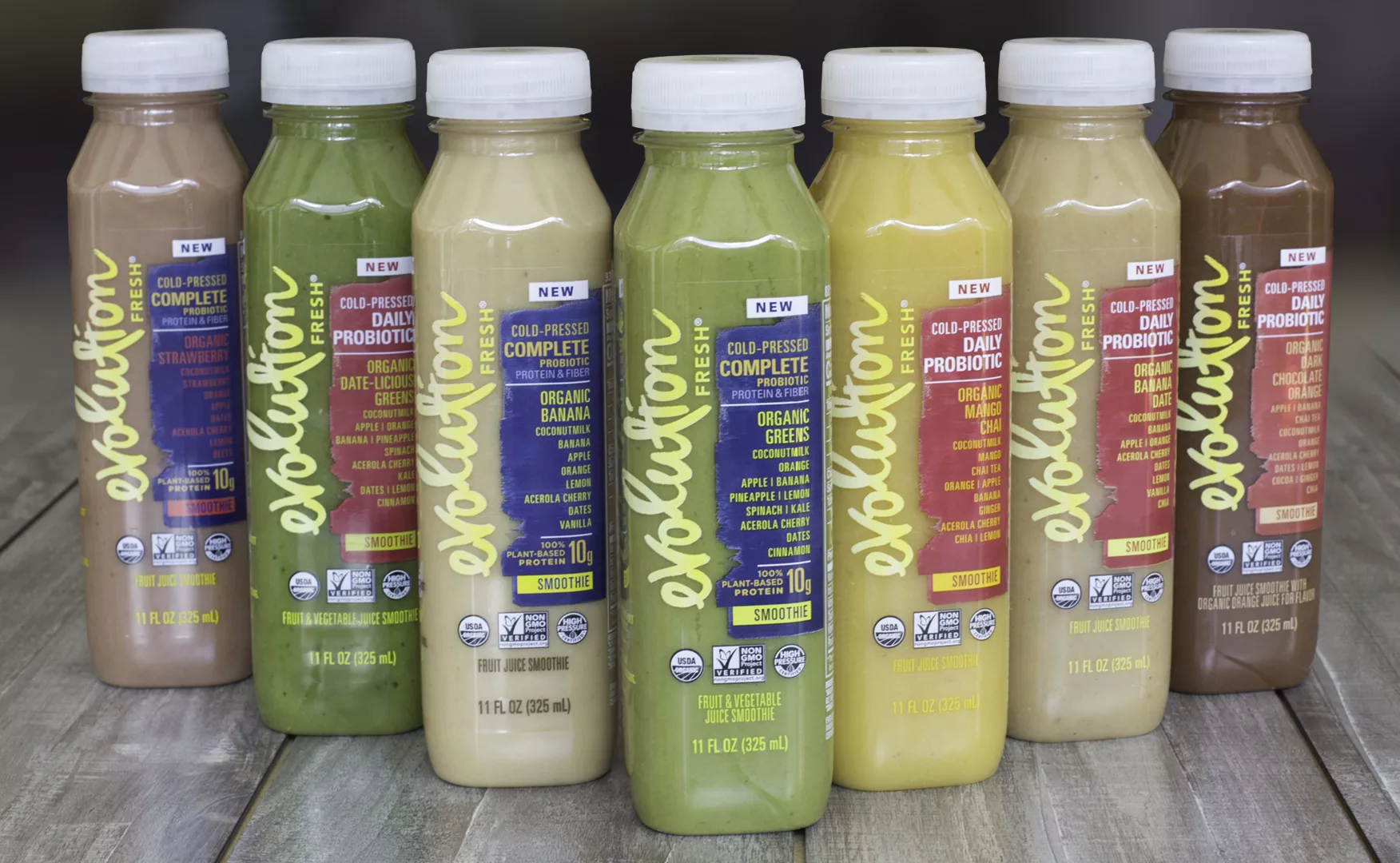 Evolution Fresh Probiotic Smoothies Group Shot.
