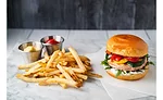 Salmon Burger French Fries Blue Circle Foods