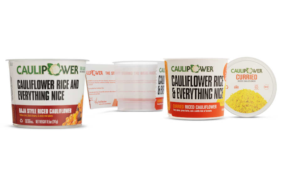 Riced Cauliflower Microwaveable Cups Recyclable Packaging Caulipower