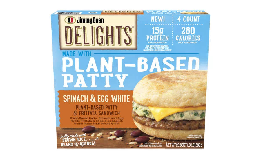 Plant Based Sausage Patty Spinach Egg White Breakfast Sandwich Muffin Jimmy Dean
