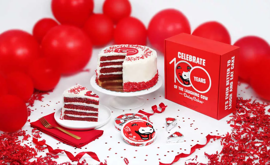 Red Velvet Cake Laughing Cow Cheese Frosting 100th Anniversary Packaging