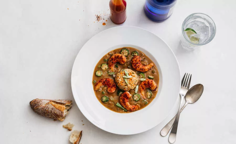 Plant Based Jambalaya Shrimp Vegan Seafood New Wave Foods Dot Foods Restaurants