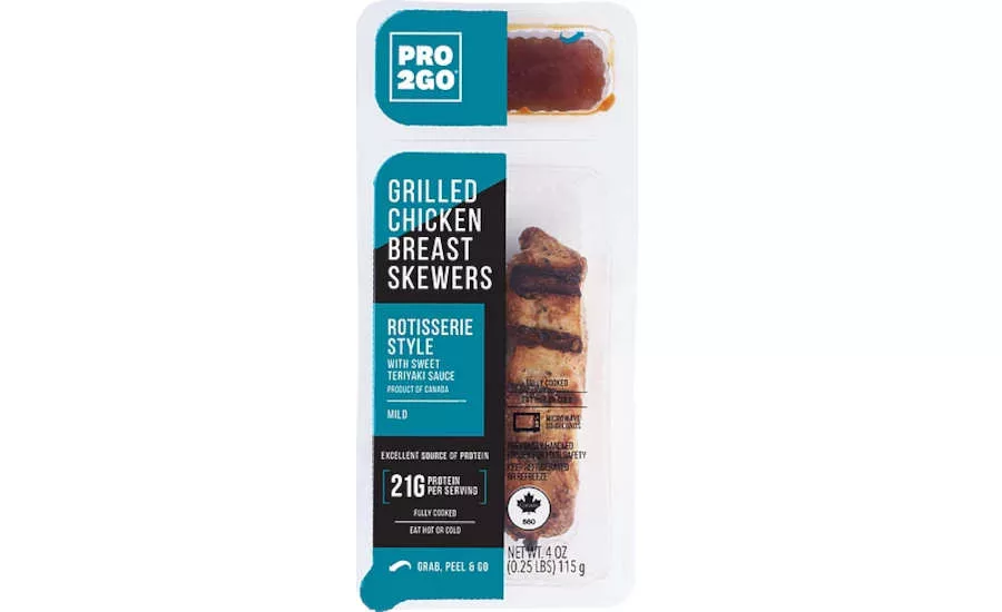Portable Snacks Chicken Skewers Teriyaki Dipping Sauce Pro2Go