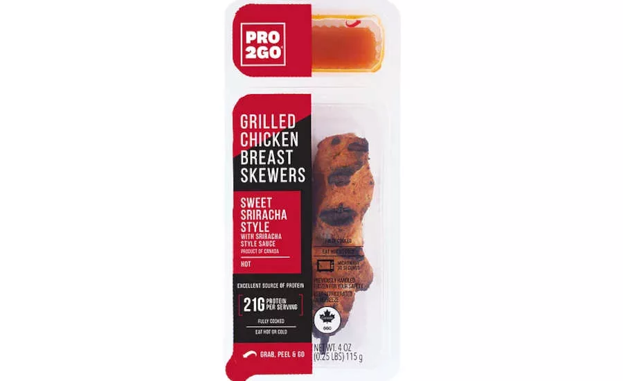 Portable Snacks Chicken Skewers Sriracha Dipping Sauce Pro2Go