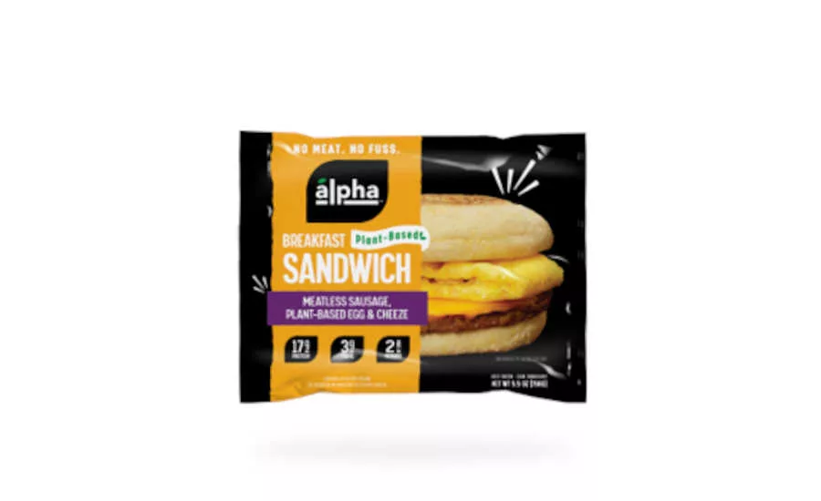 Plant Based Breakfast Sandwich Sausage Egg Cheese Muffin Alpha Foods