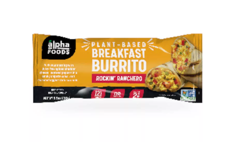 Plant Based Breakfast Burrito Rockin' Ranchero Alpha Foods