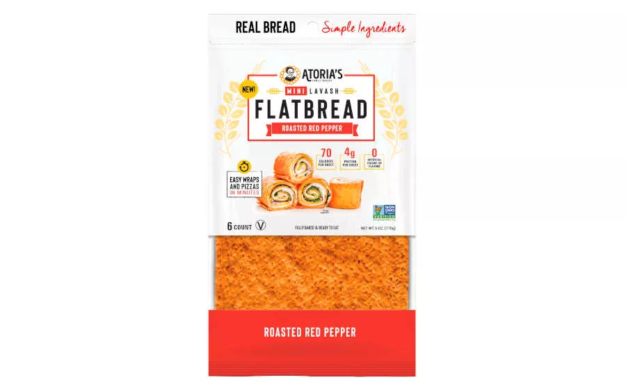 Lavash Flatbread Roasted Red Pepper Atoria's Family Bakery Package Front