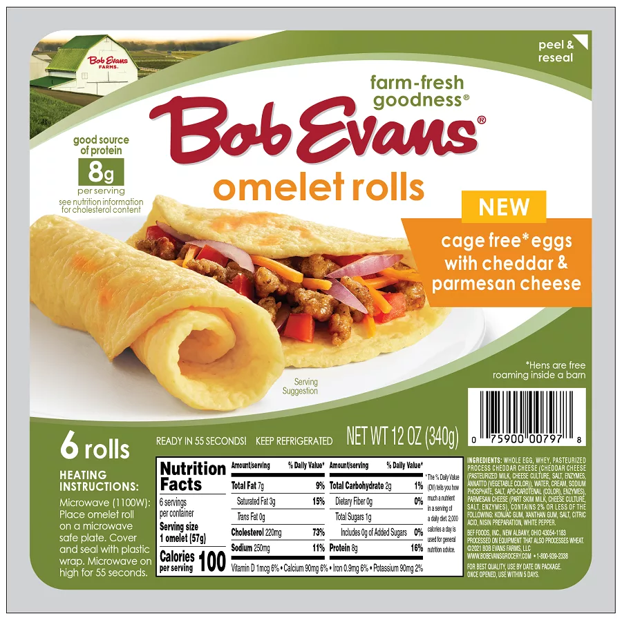 Cheddar Parmesan Cheese Omelet Rolls Bob Evans Package