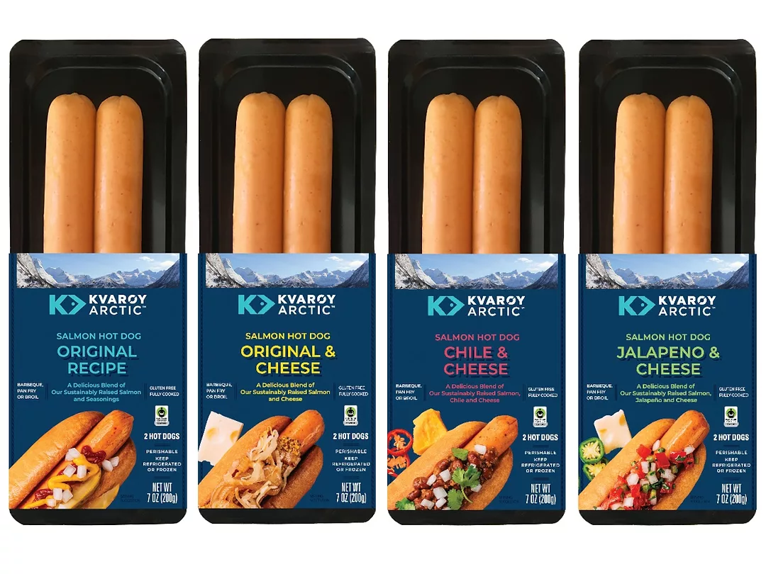 Sustainably Raised Farmed Atlantic Salmon Hot Dogs Giant Eagle Kvaroy Arctic