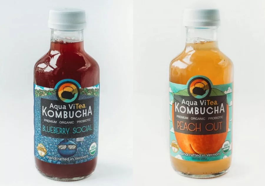 Alcohol Free Kombucha Aqua ViTea Blueberry Social Peach Out