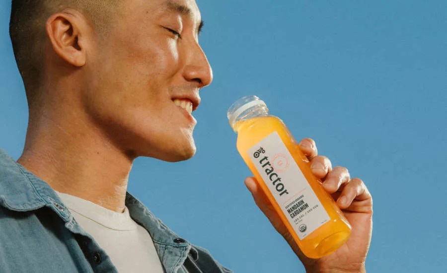 Man Drinking Organic Lemonade Tractor