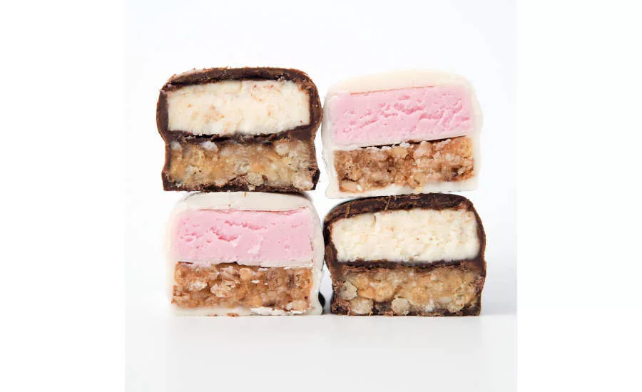 Inside Greek Yogurt Coconut Strawberry Chocolate Covered Parfait Snack Bars Clio