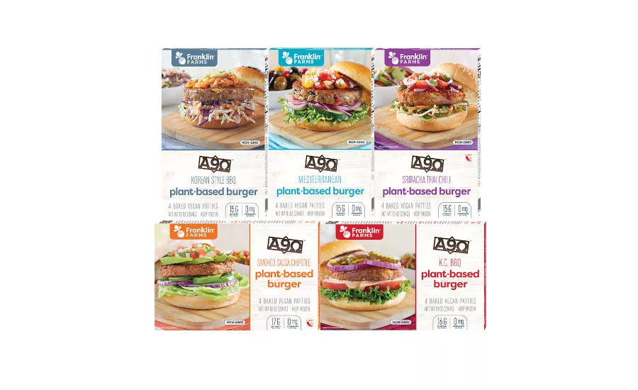 Global Flavors Plant-Based Burger Alpha Nine Omega Franklin Farms Retail Packaging