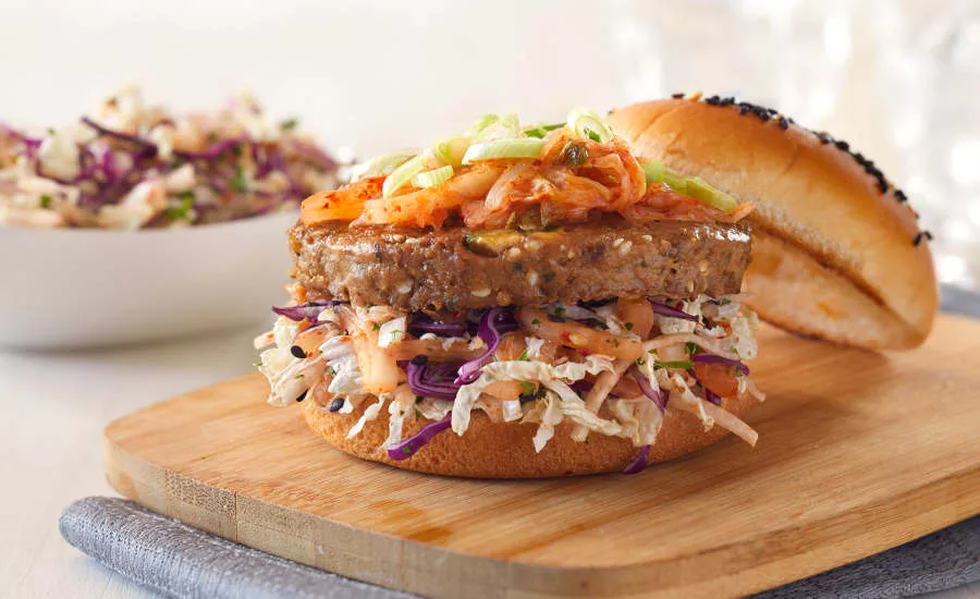 Korean BBQ Plant-Based Burger Alpha Nine Omega Franklin Farms
