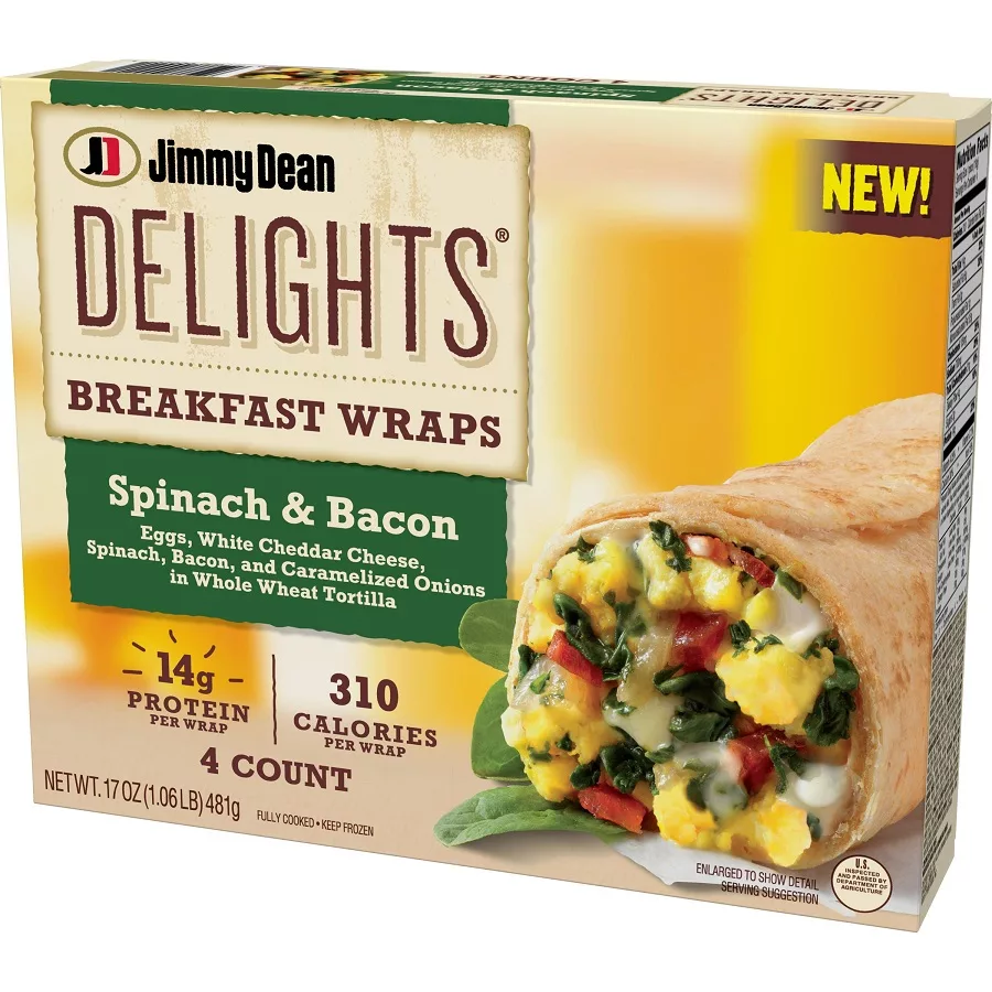 Jimmy Dean Breakfast Wraps JD Delights Spinach Bacon Frozen