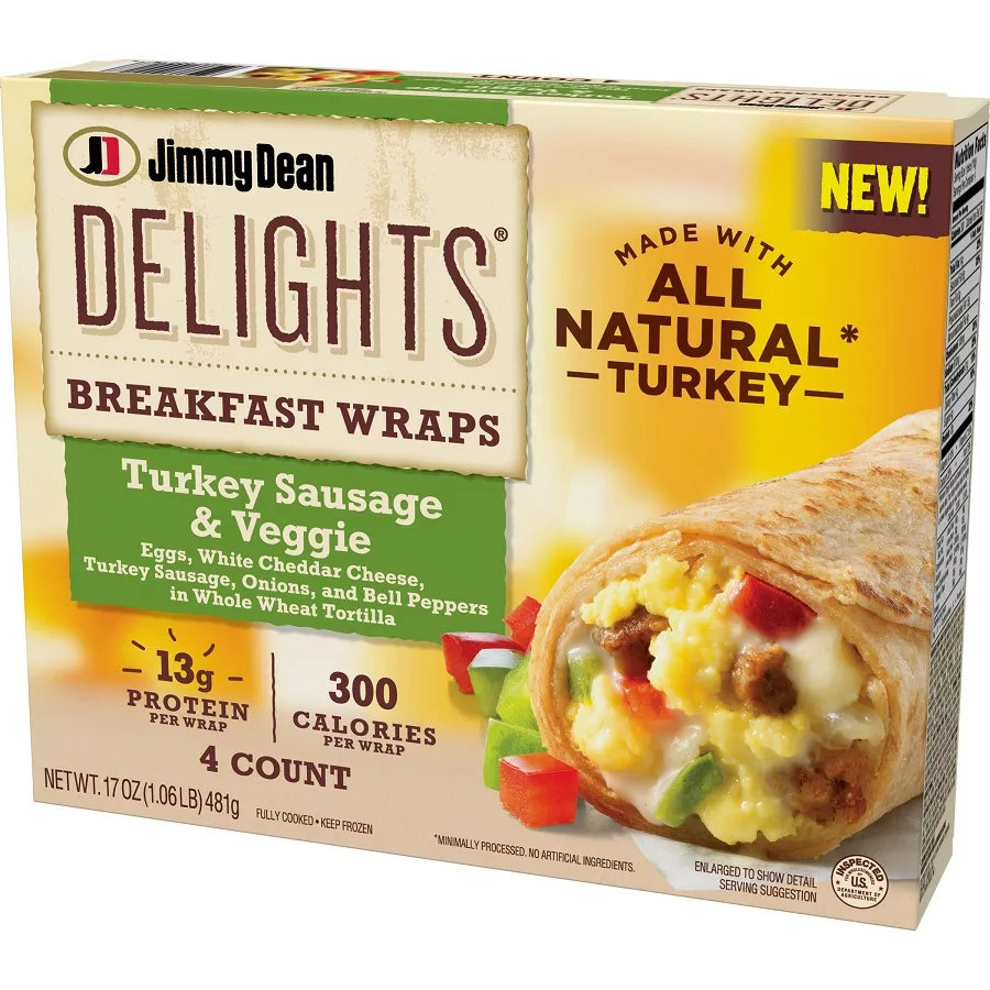 Jimmy Dean Breakfast Wraps JD Delights Turkey Sausage Veggie Frozen