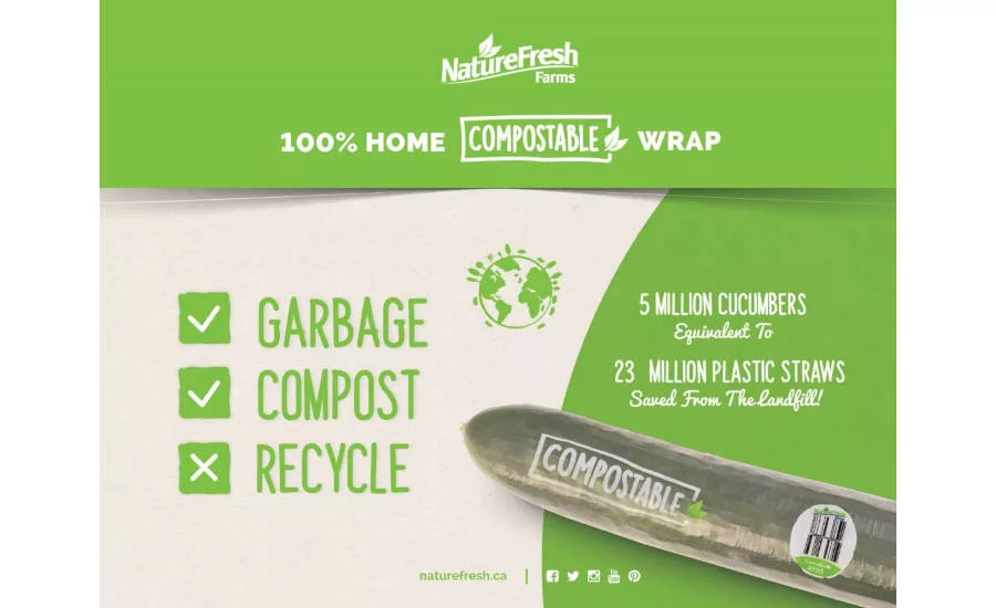 Compostable Sustainable Food Packaging Cucumbers Nature Fresh Farms