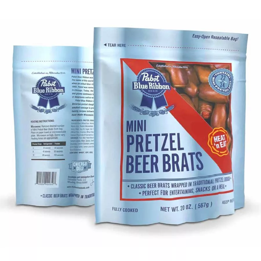Pabst Blue Ribbon Pretzel Wrapped Beer Brats Refrigerated