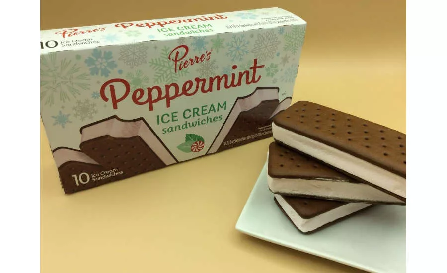 Holiday Season Ice Cream Sandwich Peppermint Pierre's