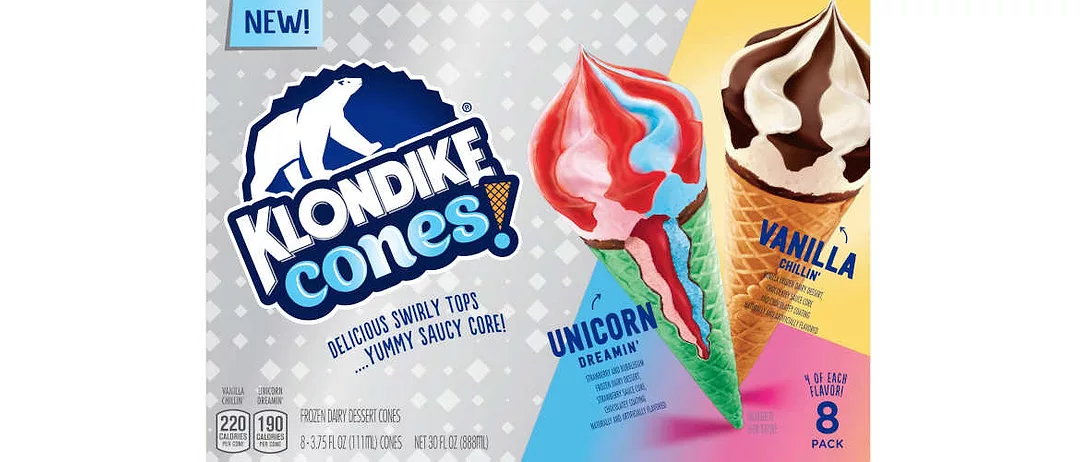 Unicorn Bubblegum Strawberry Ice Cream Cones Klondike Unilever