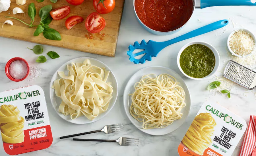 Plant Based Pasta Linguine Pappardelle Cauliflower Caulipower Table