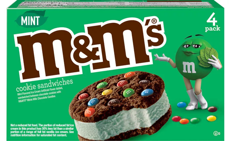 St. Patrick's Day Green Mint Ice Cream Sandwiches M&Ms