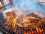 Close Up Flame Grilled Tri-Tip Steak Meat District