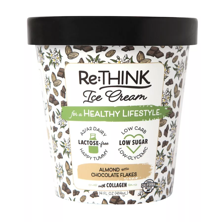 Lactose-Free Ice Cream Almond with Chocolate Flakes and Collagen