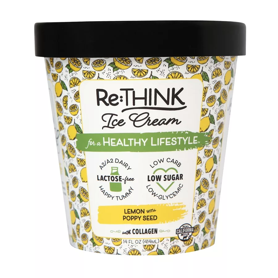 Lactose-Free Ice Cream Lemon with Poppy Seed and Collagen