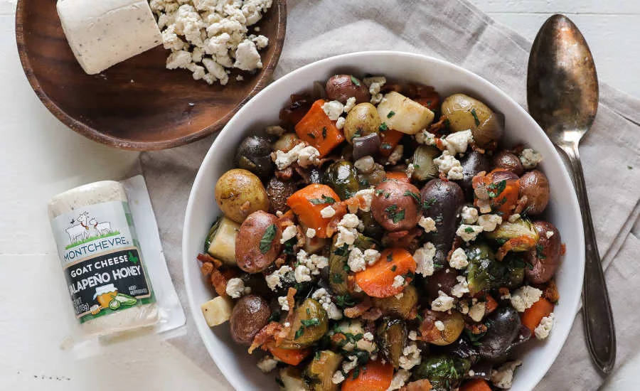 Roasted Vegetables Jalapeno Honey Goat Cheese Montchevre Saputo
