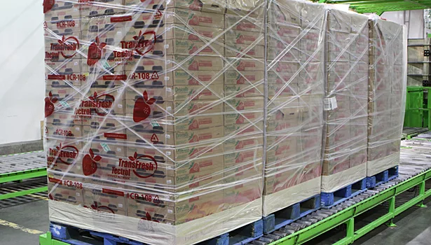 Driscoll's sealed pallet waiting for shipment