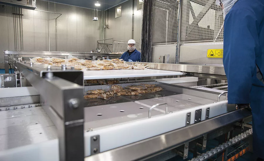 SugarCreek 3558 chicken product on conveyor